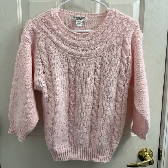 Victoria Jones Petites Pink Cable Knit Sweater - Picture 1 of 7
